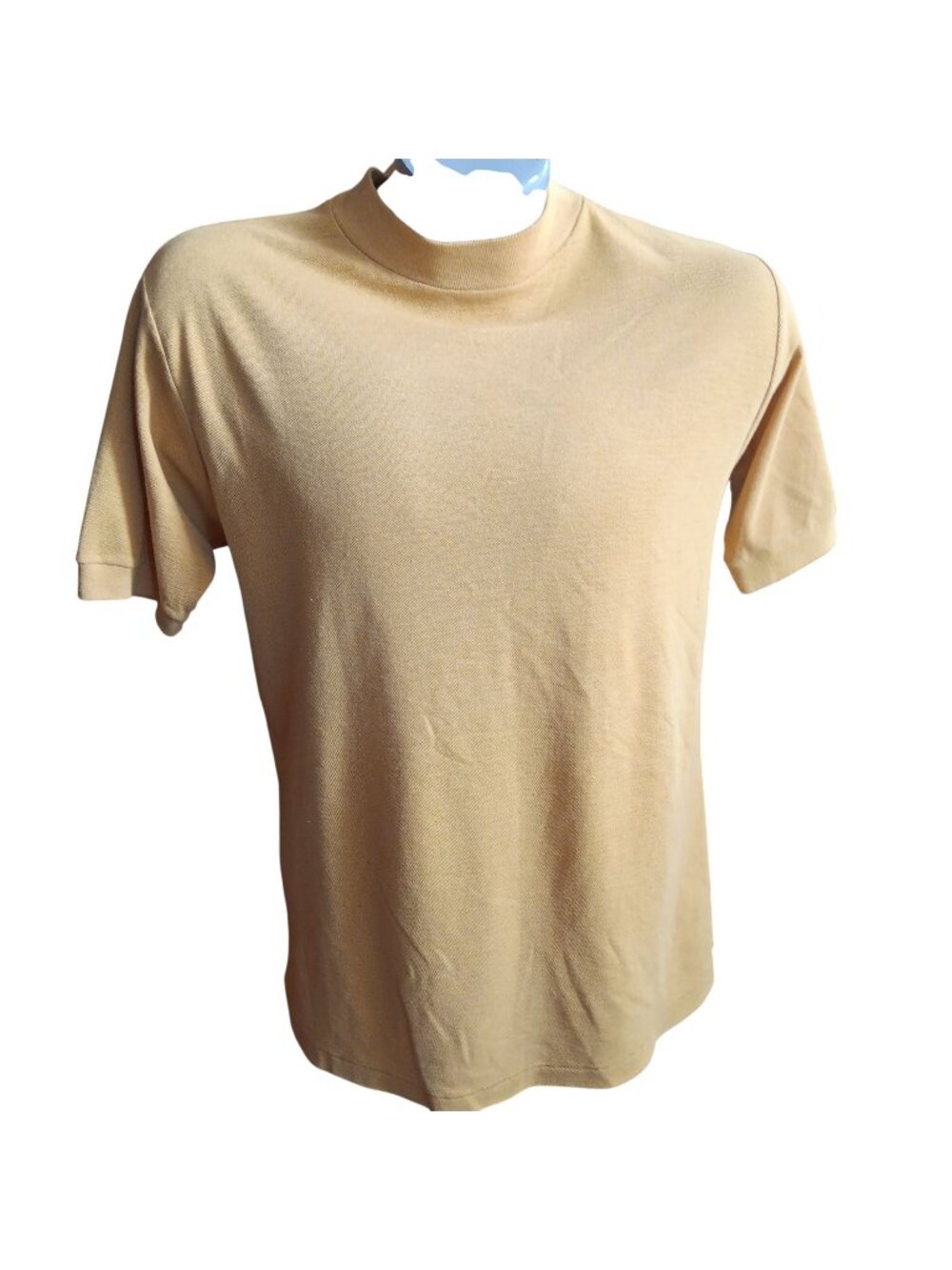 Vintage 1960's Men's T-shirt Medium Gold Mock Neck Single Stitch Knit Brady Dad